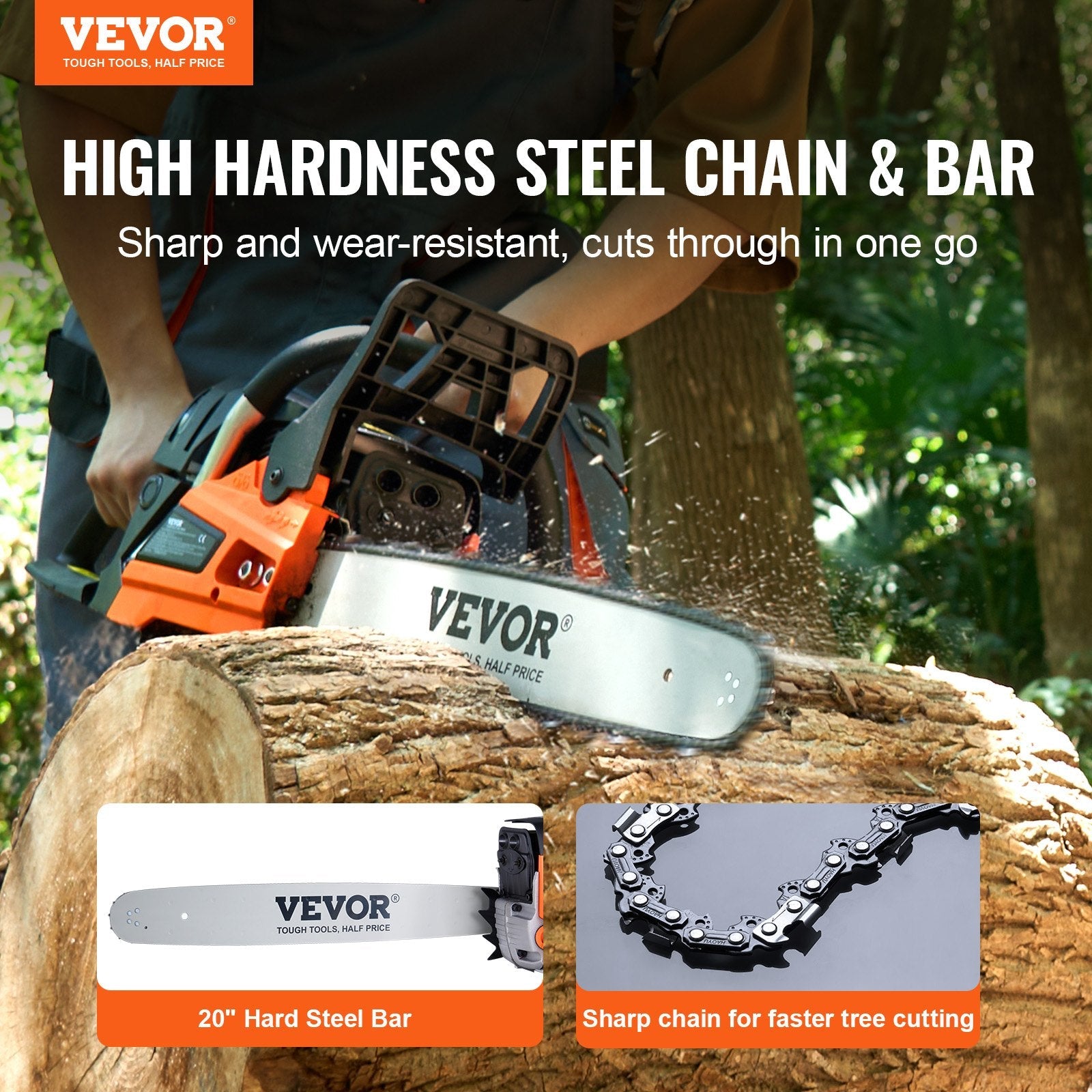 58CC 508mm Gasoline Chainsaw Gas Powered Wood Cutting Engine Gas Chain Saw - SportZone.co.nz