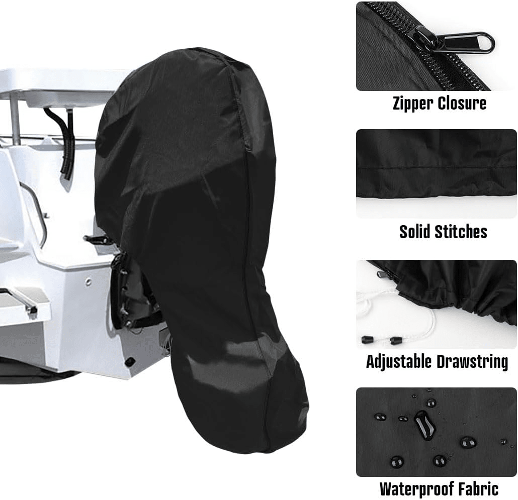600D Oxford Cloth Outboard Motor Cover, Waterproof UV Resistant Boat Engine Protective Cover for Yacht Fishing Boat（175-225HP） - SportZone.co.nz