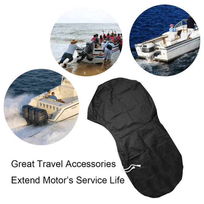 600D Oxford Cloth Outboard Motor Cover, Waterproof UV Resistant Boat Engine Protective Cover for Yacht Fishing Boat（175-225HP） - SportZone.co.nz