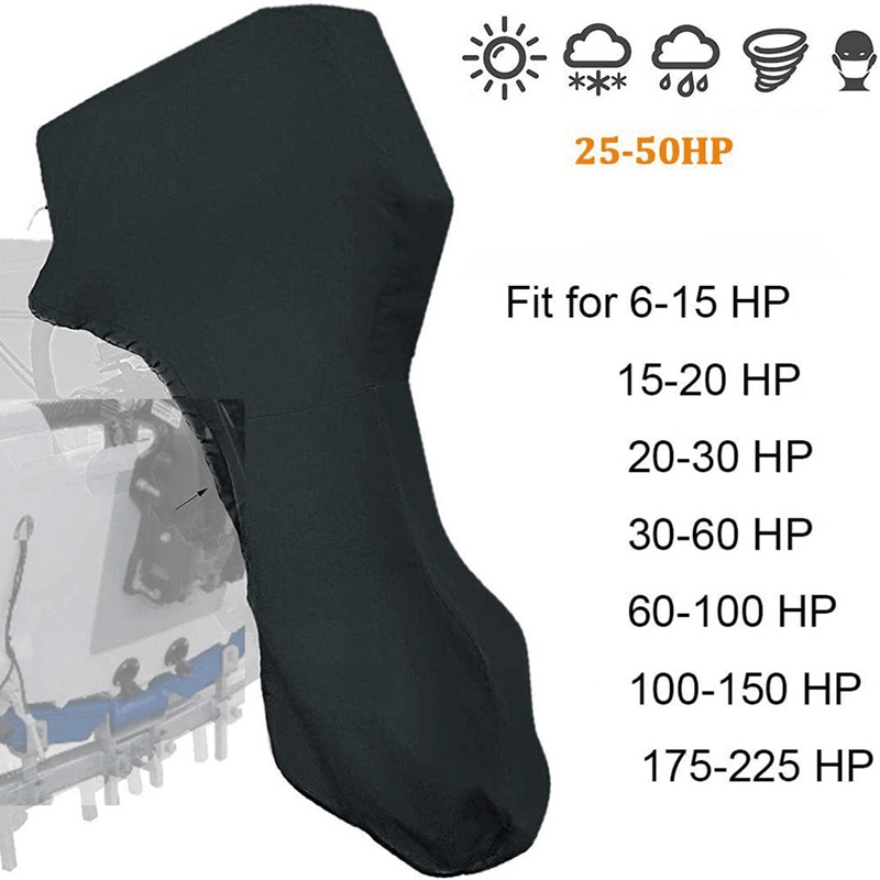 600D Oxford Cloth Outboard Motor Cover, Waterproof UV Resistant Boat Engine Protective Cover for Yacht Fishing Boat（20-30HP） - SportZone.co.nz