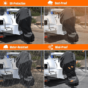 600D Oxford Cloth Outboard Motor Cover, Waterproof UV Resistant Boat Engine Protective Cover for Yacht Fishing Boat（20-30HP） - SportZone.co.nz