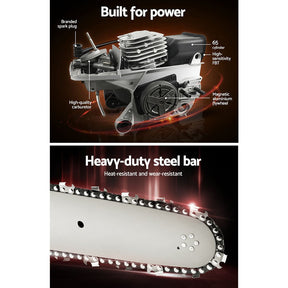65cc Petrol Chainsaw 24" Bar – Powerful 2 - Stroke E - Start Giantz Chain Saw - SportZone.co.nz