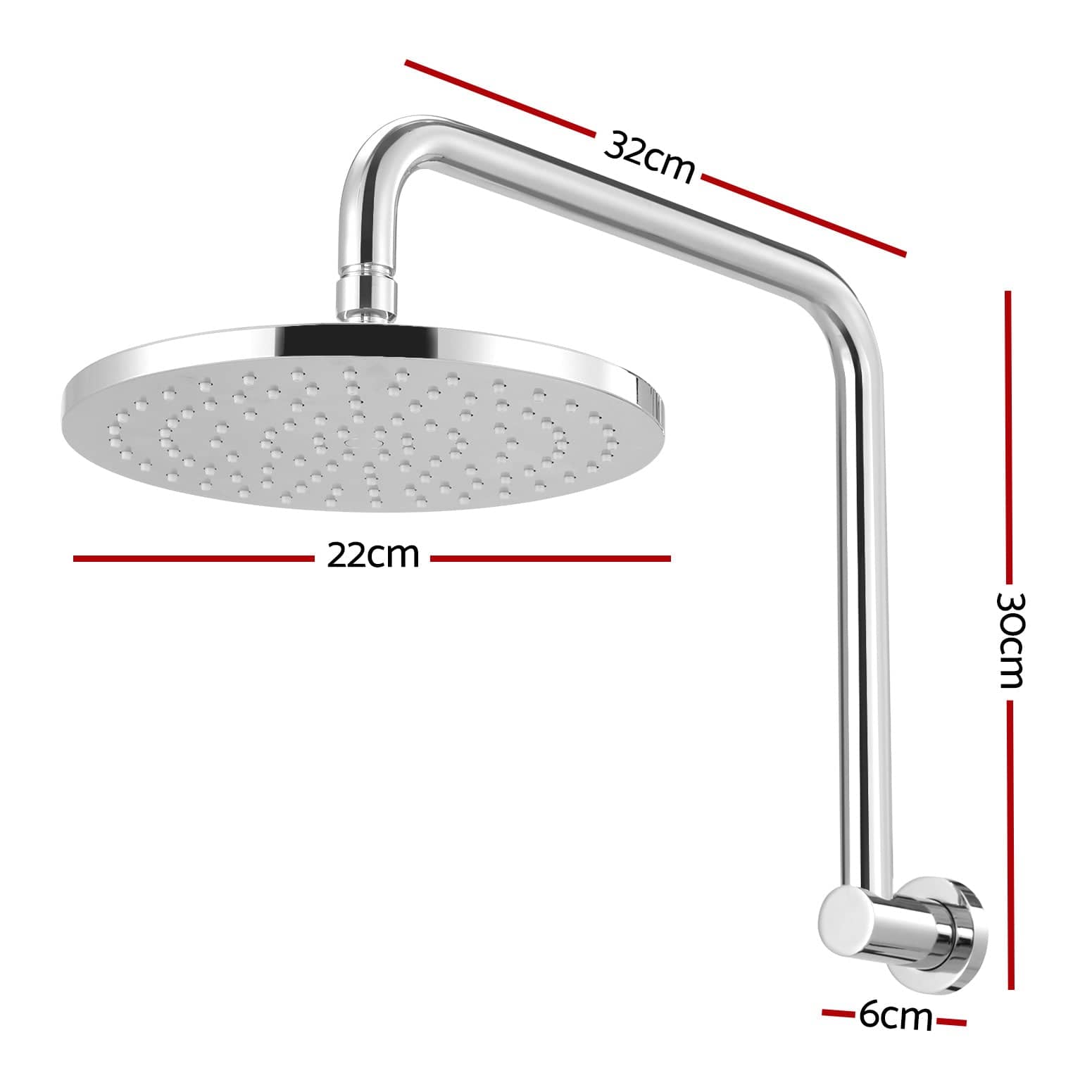 9'' Rain Shower Head Overhead High - pressure Swivel Chrome - SportZone.co.nz