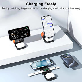 3-in-1 Foldable Magnetic Wireless Charging Station for iPhone 12-15 Pro Max & Apple Watch 8/9