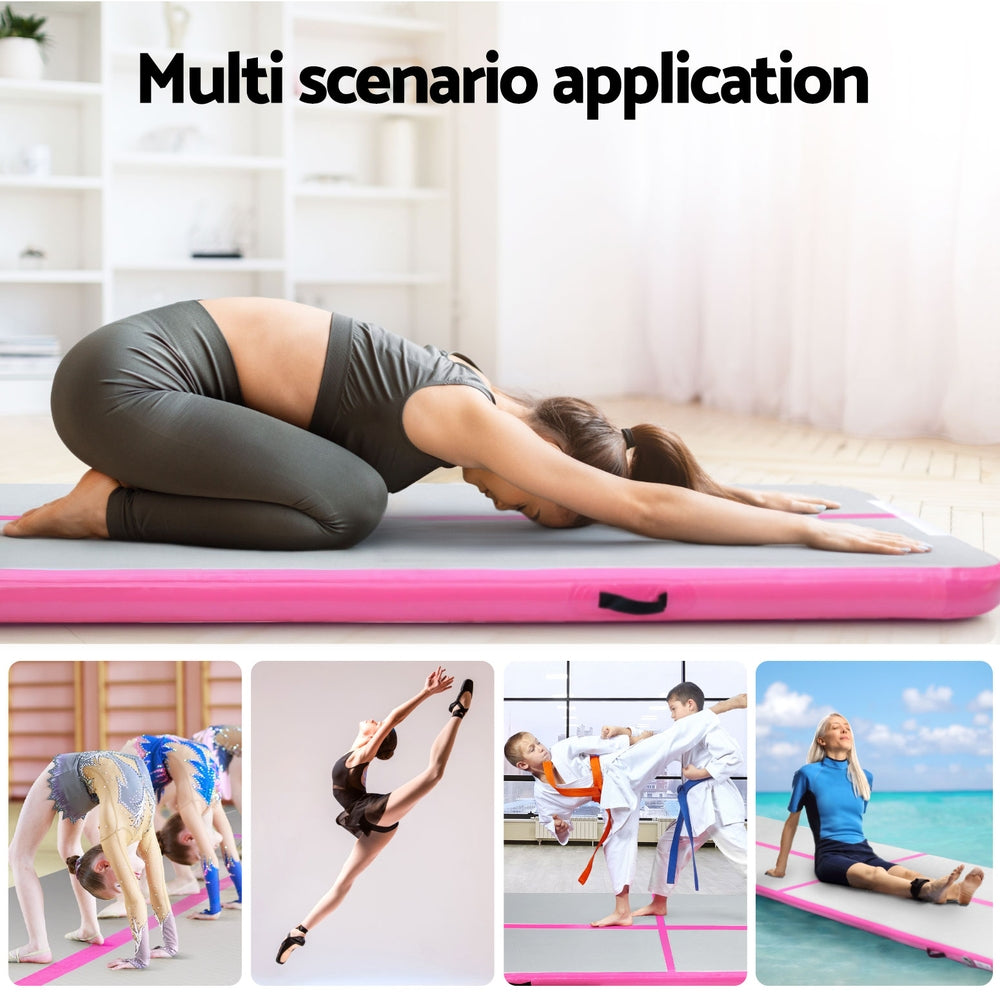 Everfit 4M Air Track Gymnastics Tumbling Exercise Cheerleading Mat Inflatable Pink