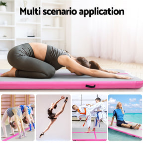 Everfit 4M Air Track Gymnastics Tumbling Exercise Cheerleading Mat Inflatable Pink