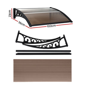 Instahut Window Door Awning 0.8mx1m Brown