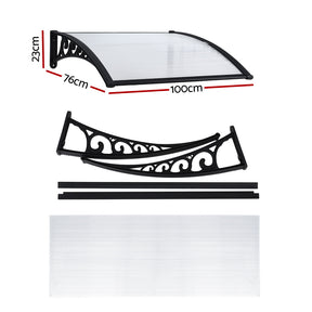 Instahut Window Door Awning 0.8mx1m Transparent