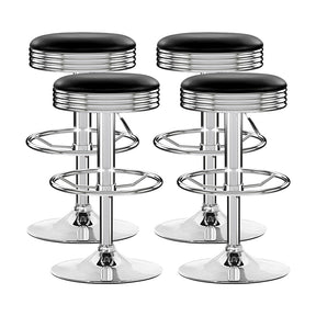 Artiss 4x Bar Stools Leather Padded Gas Lift Silver