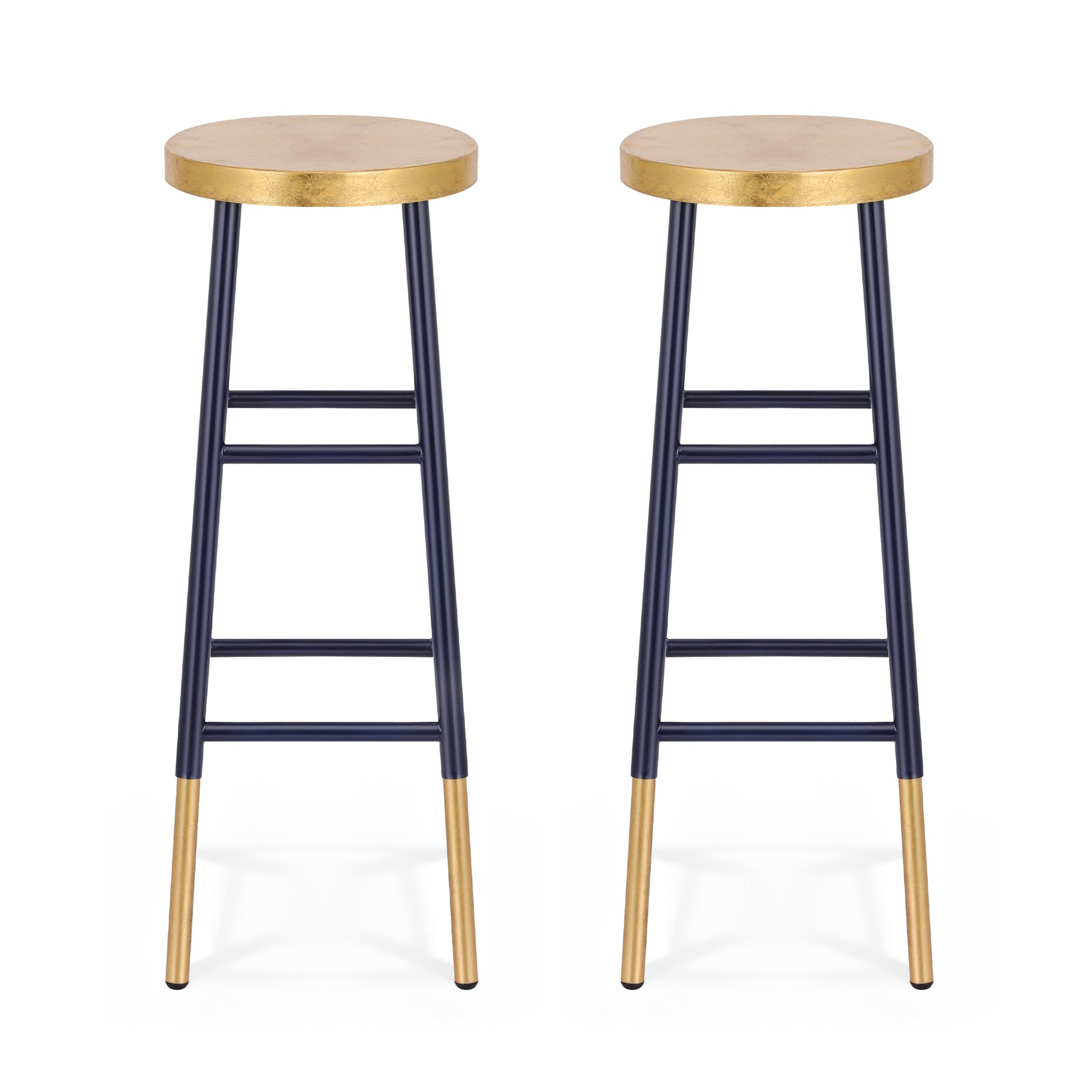 Artiss 2x Bar Stools Metal Gold Navy