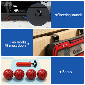Everfit Mini Basketball Hoop Over Door Indoor LED Scoreboard Kids Set 40x30cm