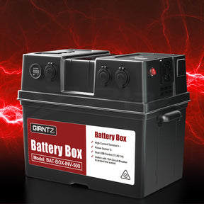 Giantz Battery Box 500W Inverter Deep Cycle Battery Portable Caravan Camping USB