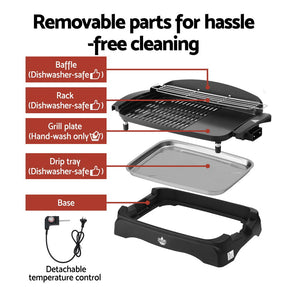 Grillz 1950W Electric BBQ Grill Non-stick Plate for Indoor Outdoor