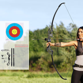 Everfit 55lbs Bow Arrow Set Recurve Takedown Archery Hunting for Beginner Red