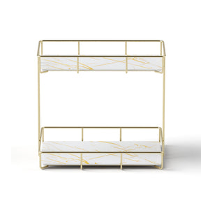 Artiss Bathroom Storage Rack 2 Tier Corner Organiser Gold Marble Look