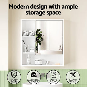 Cefito Bathroom Mirror Cabinet Mirrored Medicine Adjustable Shelf Wall Mounted 560mm White