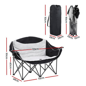 Weisshorn Camping Chair Double Folding Moon Chair Portable Seat 240KG