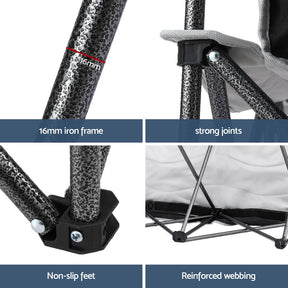 Weisshorn Camping Chair Double Folding Moon Chair Portable Seat 240KG