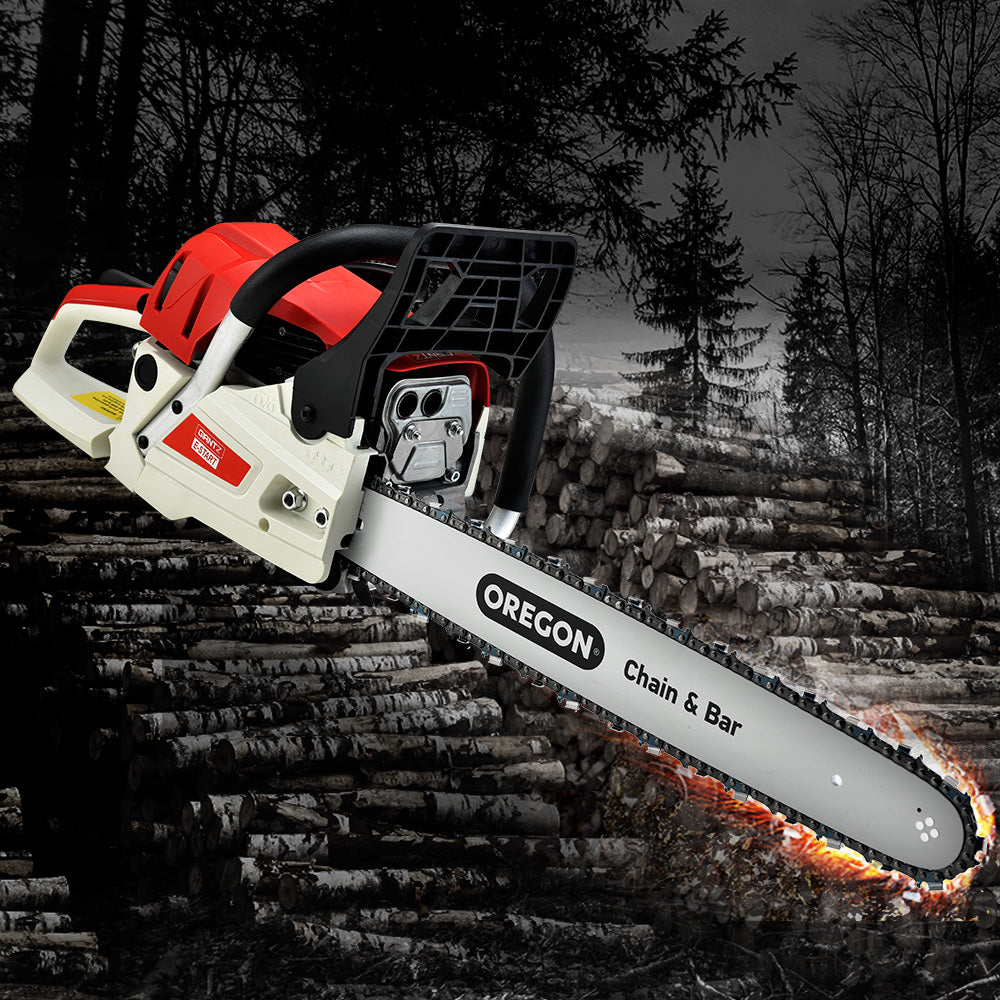 Giantz Chainsaw Petrol 52CC 20" Oregon Bar Commercial E-Start Pruning Chain Saw.