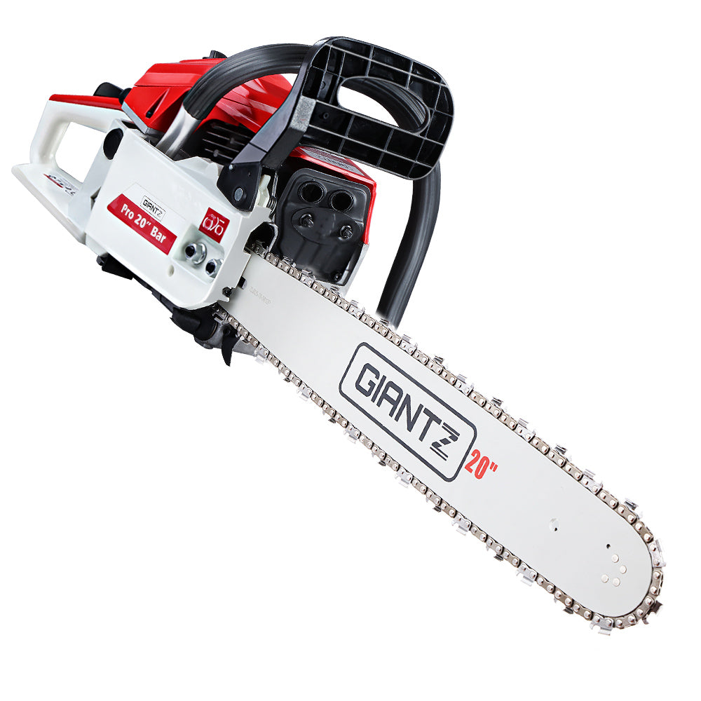 Giantz Chainsaw Petrol 52CC 20" Bar Commercial E-Start Pruning Chain Saw White