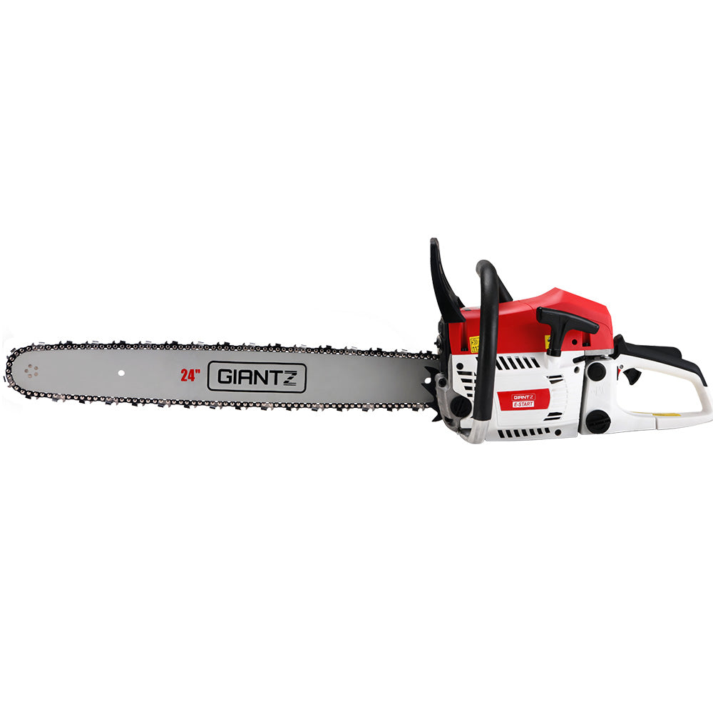 Giantz Chainsaw Petrol 72CC 24" Bar Commercial E-Start Pruning Chain Saw