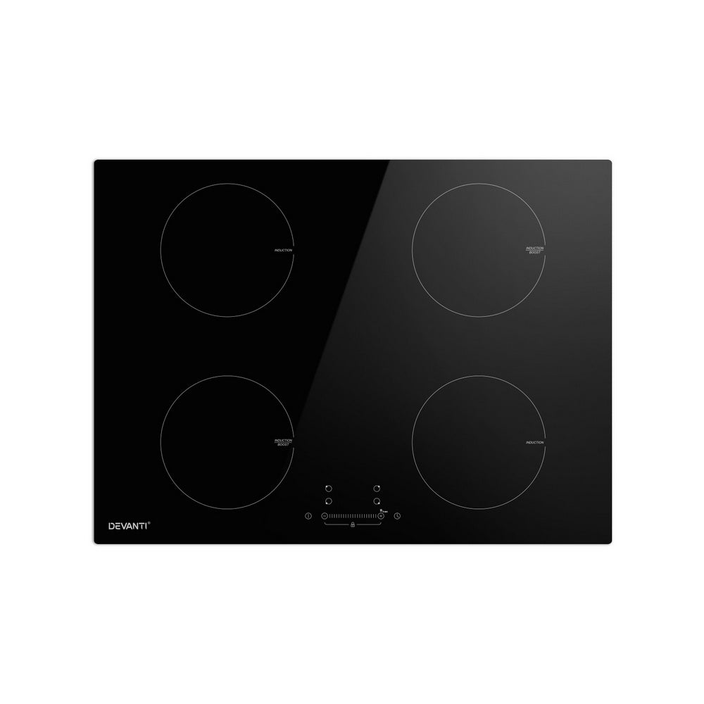 Devanti Electric Induction Cooktop 70cm Ceramic 4 Zones Stove Cook Top Hot Plate 7000W