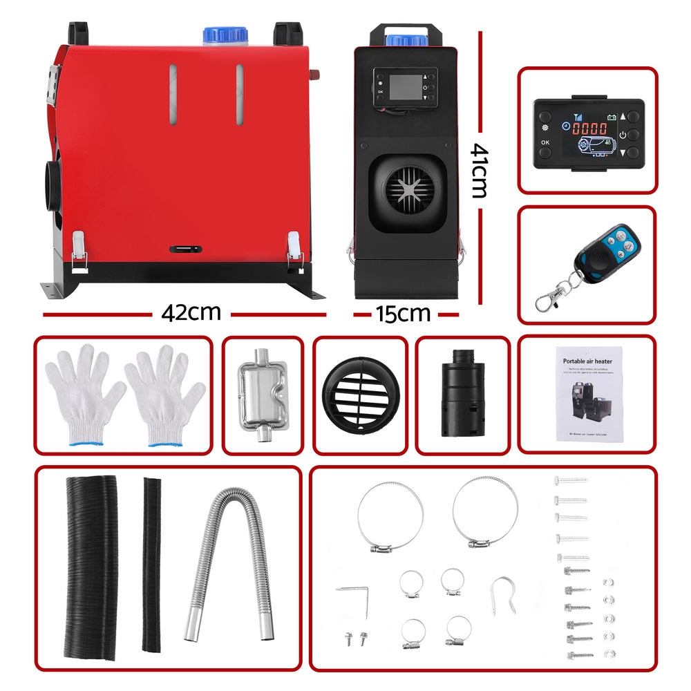 Giantz 12V 5KW Diesel Air Heater with Remote Control for Cars, RVs, and Indoor Use