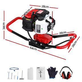 Giantz 65CC Post Hole Digger Motor Only Petrol Engine Red