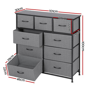 Artiss Chest of 9 Drawers Storage Dresser Tallboy Dark Grey