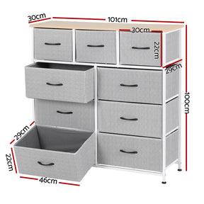 Artiss Chest of 9 Drawers Storage Dresser Tallboy Light Grey