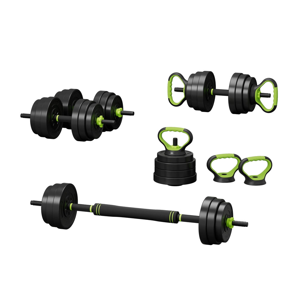 Everfit 25kg Adjustable Dumbbells Set Kettle Bell Weight Plates Barbells Gym