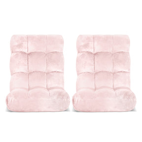 Artiss 2PCS Floor Lounge Sofa Bed Flannel Fabric Pink
