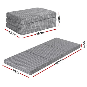 Giselle Foldable Mattress Folding Sofa Bed Trifold Memory Foam Camping Cushion Mat