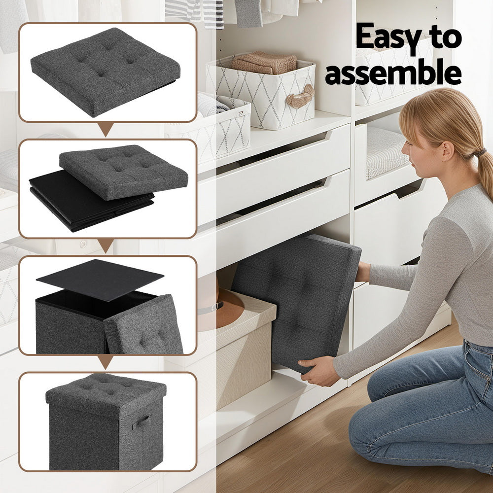 Artiss Storage Ottoman Rest Foot Stool Foldable