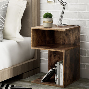 Artiss Bedside Table Shelves Side End Table Storage Nightstand Rust Oak UMENI