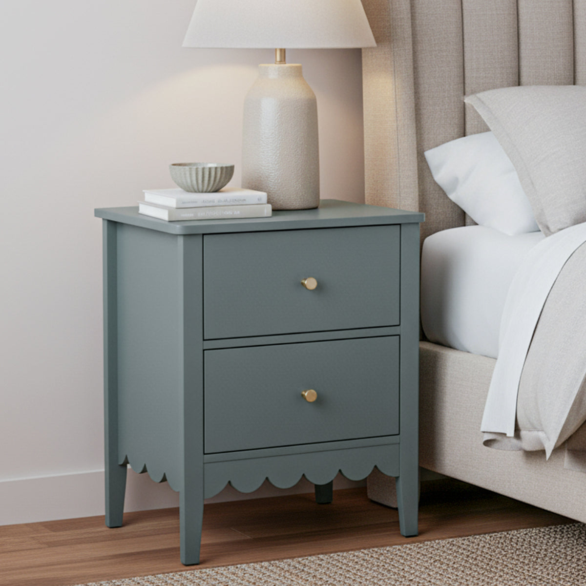 Artiss Bedside Table 2 Drawers Bedroom Storage Nightstand Green