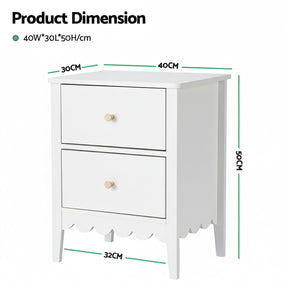 Artiss Bedside Table 2 Drawers Bedroom Storage Nightstand White