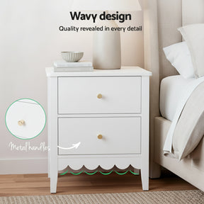 Artiss Bedside Table 2 Drawers Bedroom Storage Nightstand White