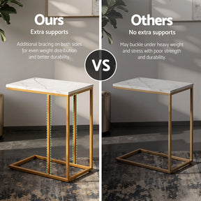 Artiss C Shaped End Table Set of 2 Coffee Table Side Table White & Gold