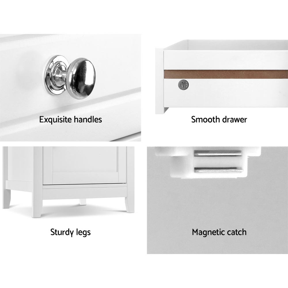 Artiss Bedside Tables Side Table Drawers Nightstand White