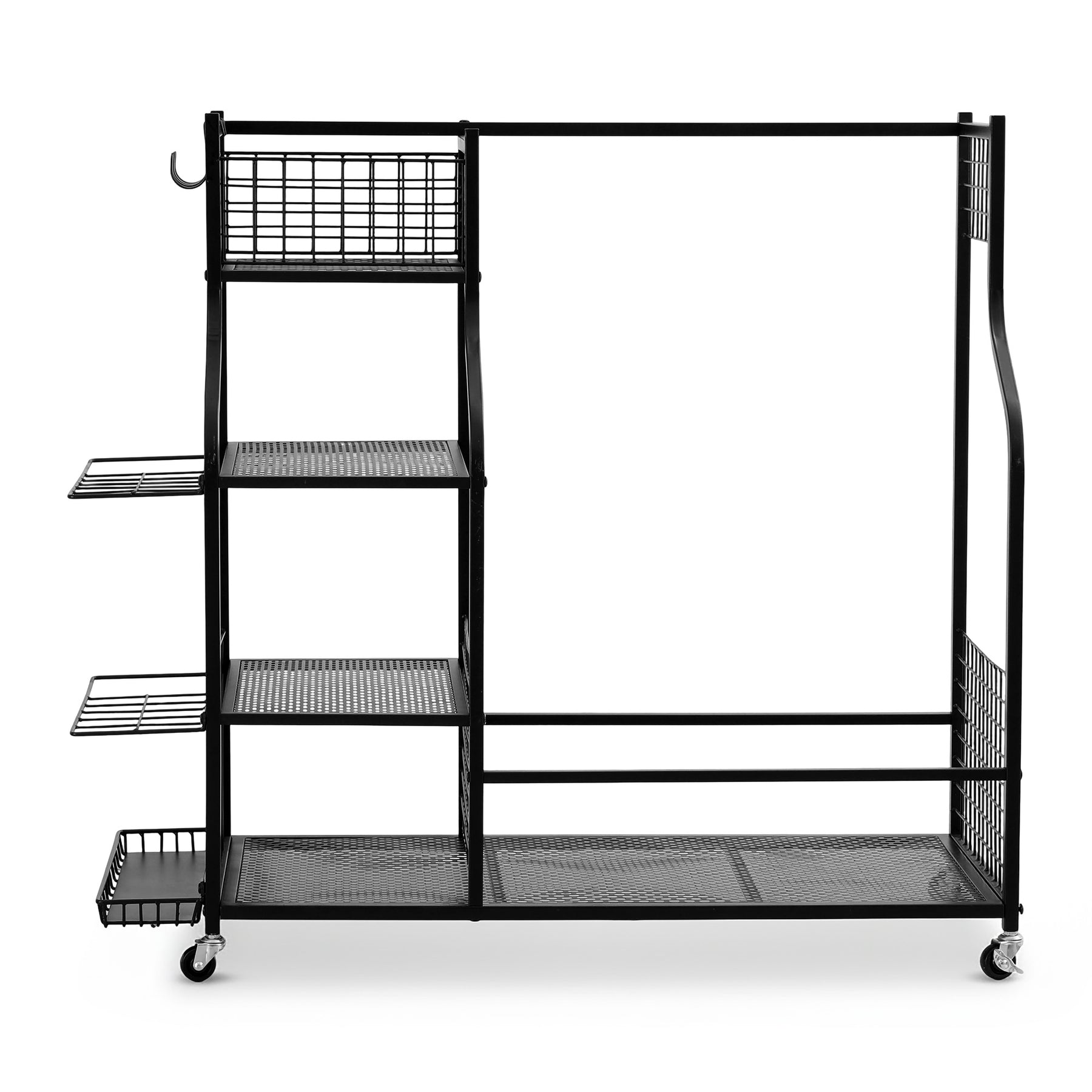 Everfit Golf Bag Storage Golf Storage Garage Organizer with Wheels Black