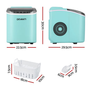 Devanti 12kg Ice Maker Machine w/Self Cleaning Green