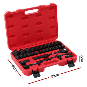 Giantz 30Pc 1/2" Drive Socket Set Cr-V Steel 8-32mm Workshop Repair