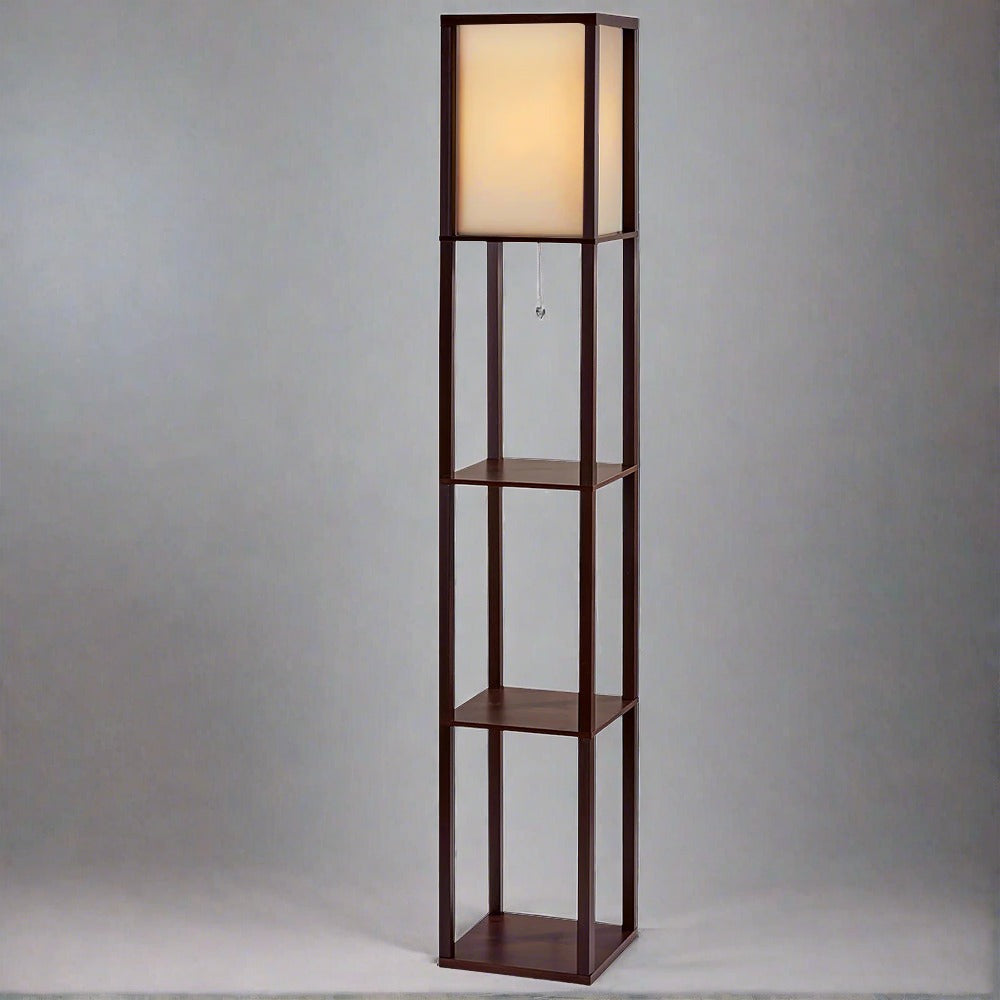 Artiss Floor Lamp 3 Tier Shelf Storage LED Light Stand Home Room Vintage Brown