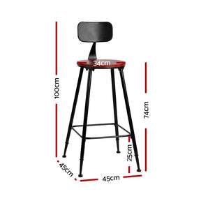 Artiss 4x Bar Stools Vintage Metal Chairs