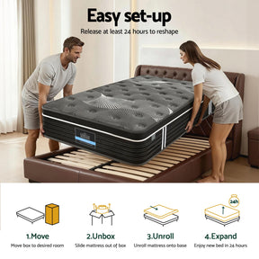 Giselle Bedding 35cm Mattress Graphene Memory Foam Medium Firm Euro Top Mattresses Single