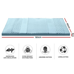 Giselle Bedding Memory Foam Mattress Topper 7-Zone 8cm Single