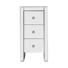 Artiss Bedside Table 3 Drawers Mirrored - QUENN Silver