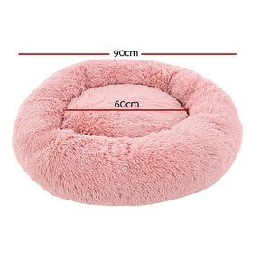 i.Pet Pet Bed Dog Cat 90cm Large Calming Soft Plush Pink