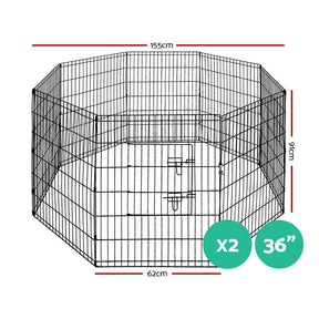 i.Pet 2x36" 8 Panel Dog Playpen Pet Fence Exercise Cage Enclosure Play Pen